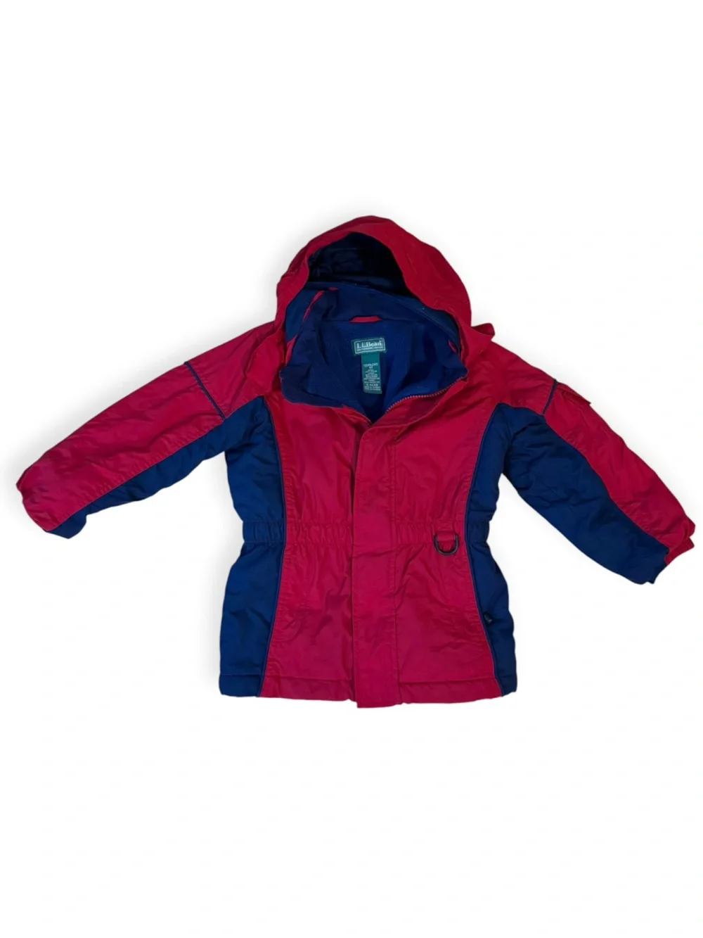 L.L. Bean Boy’s Thinsulate Parka Red/Navy Full Zip Size 4T Hidden Hood